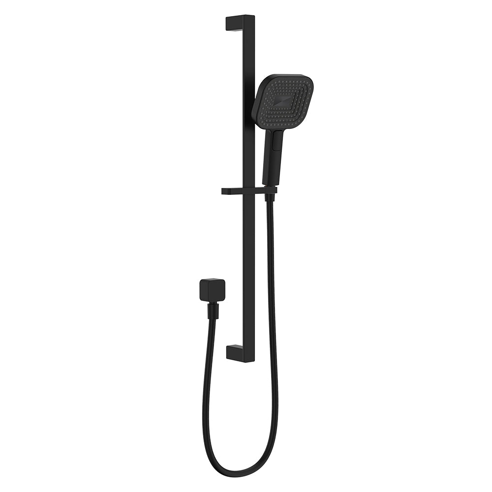 Fienza Kuro Rail Shower Soft Square Head, Matte Black