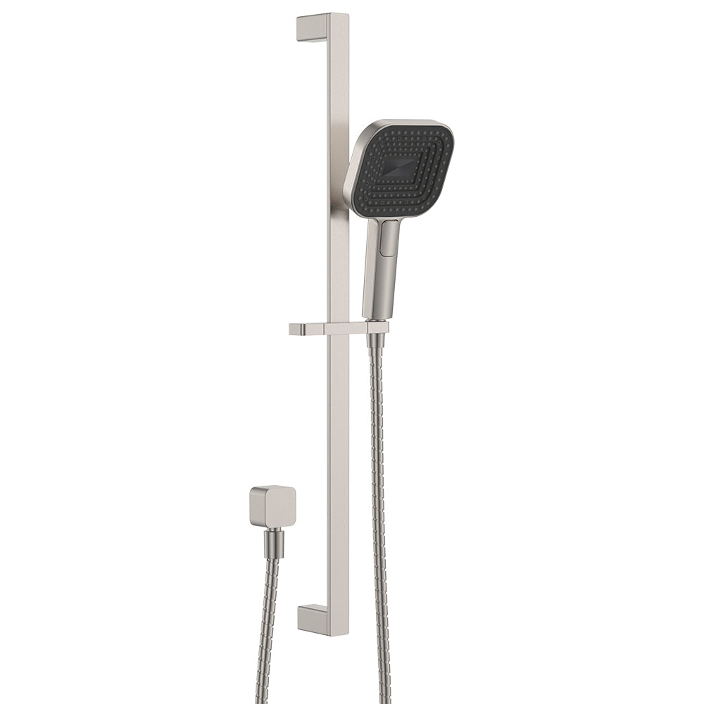 Fienza Kuro Rail Shower Soft Square Head, Brushed Nickel