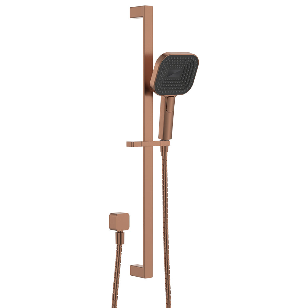 Fienza Kuro Rail Shower Soft Square Head, Brushed Copper