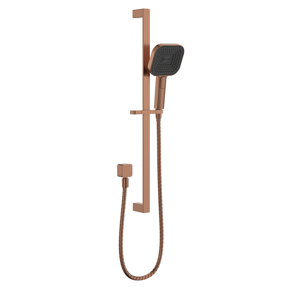 Fienza Kuro Rail Shower Soft Square Head, Brushed Copper
