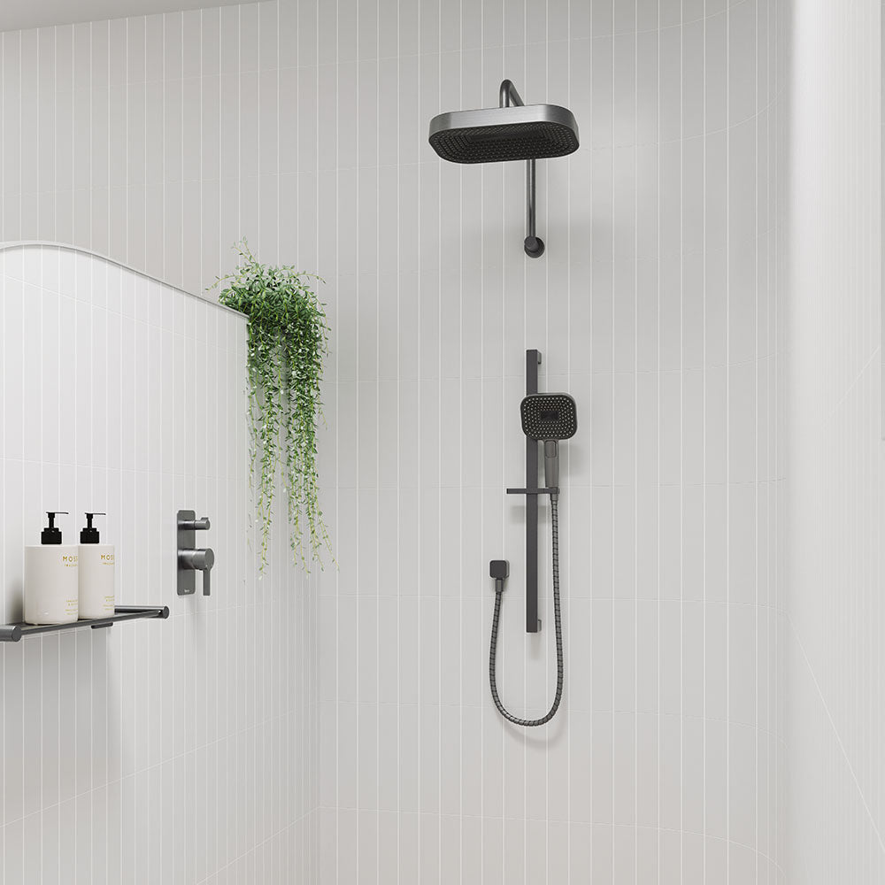 Fienza Kuro Rail Shower Soft Square Head, Gun Metal