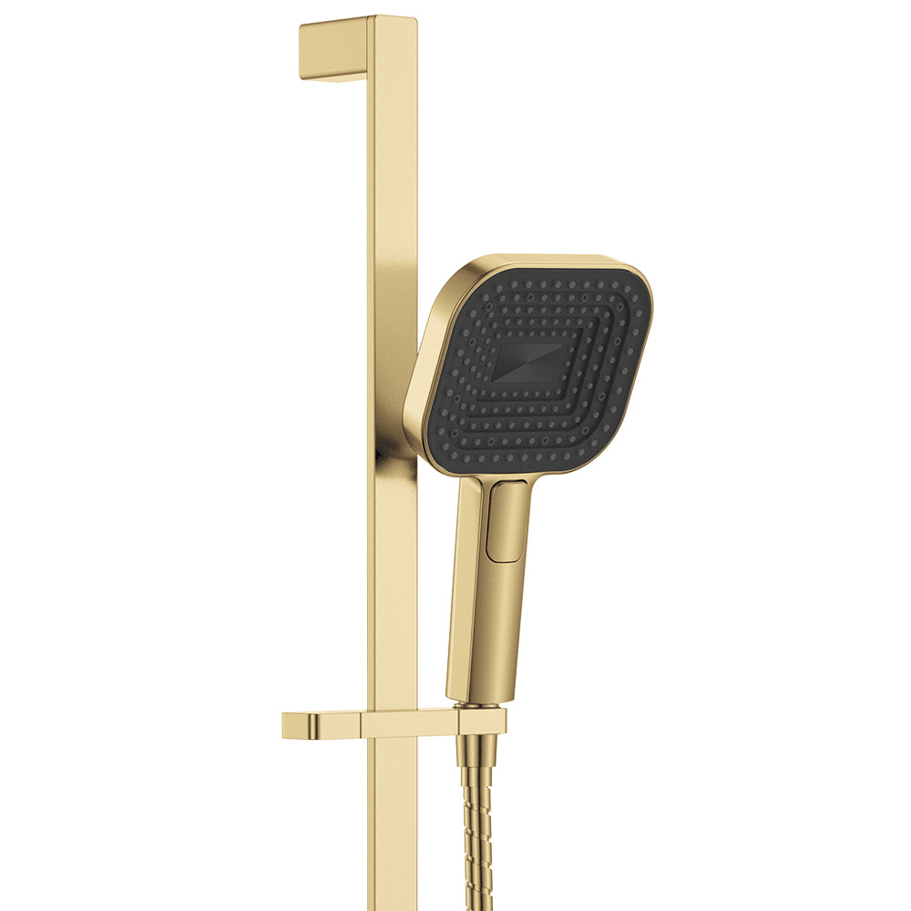 Fienza Kuro Rail Shower Soft Square Head, Urban Brass