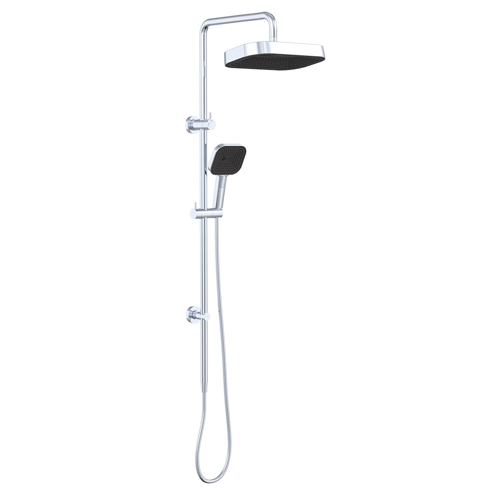 Fienza Kuro Twin Shower, Soft Square Head, Chrome