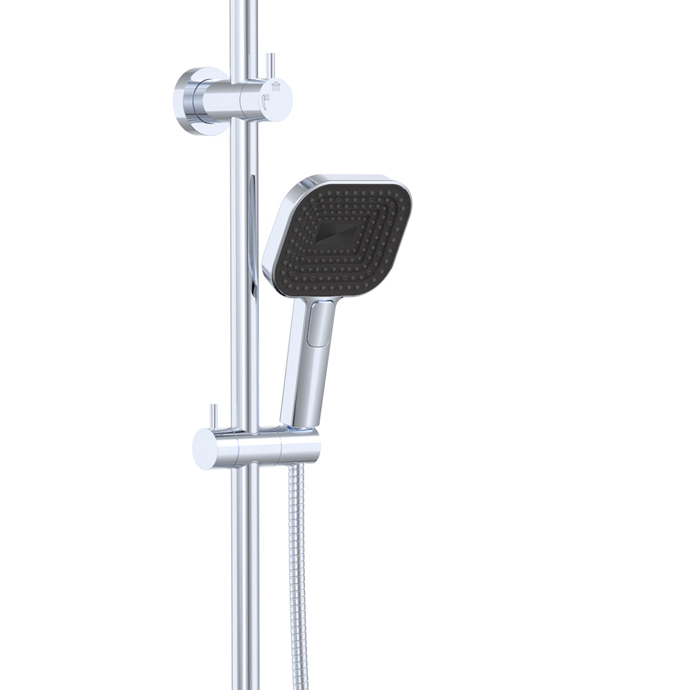 Fienza Kuro Twin Shower, Soft Square Head, Chrome