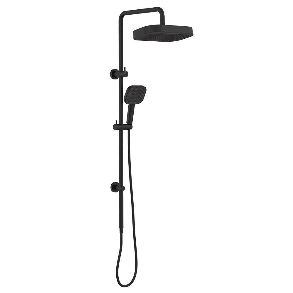 Fienza Kuro Twin Shower, Soft Square Head, Matte Black