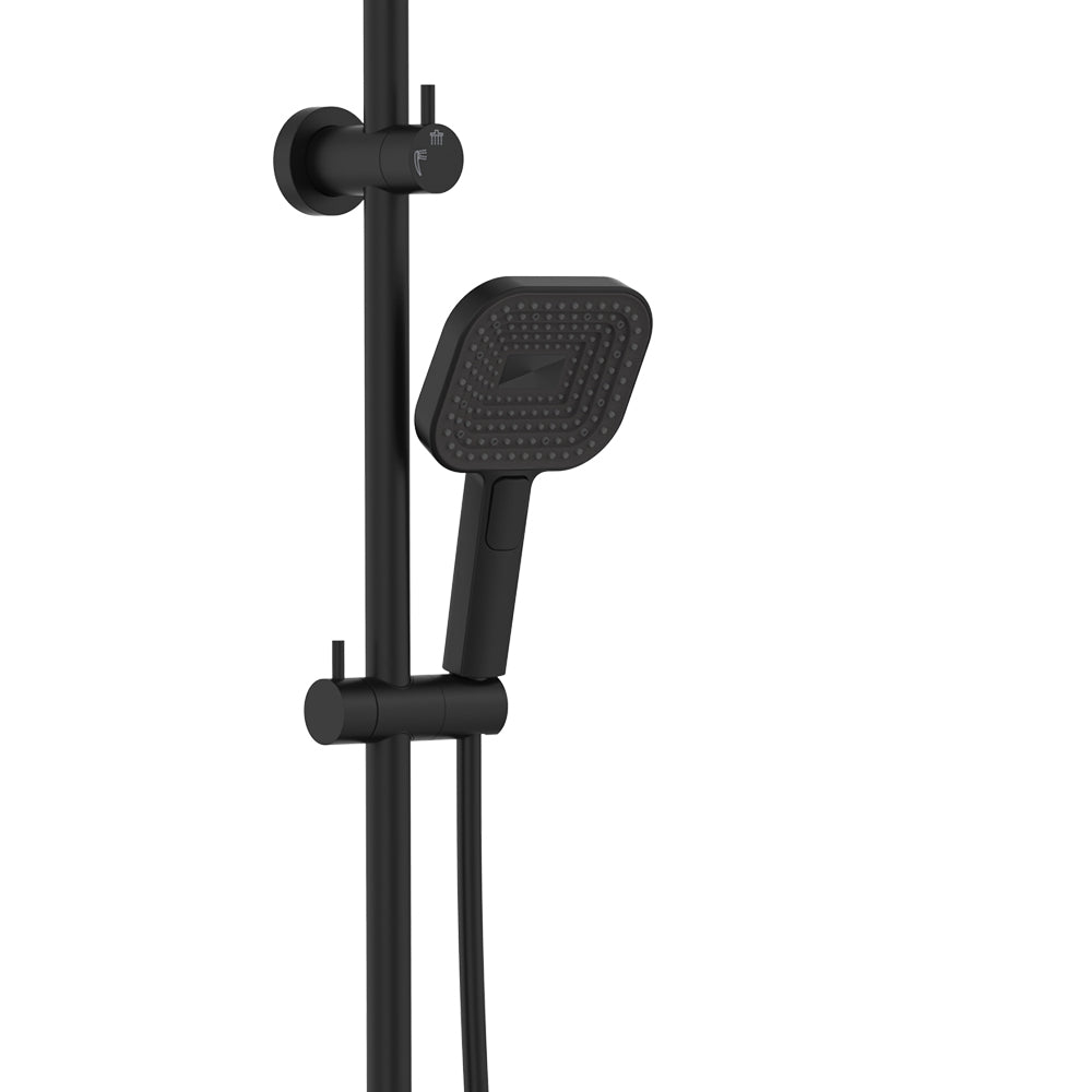 Fienza Kuro Twin Shower, Soft Square Head, Matte Black