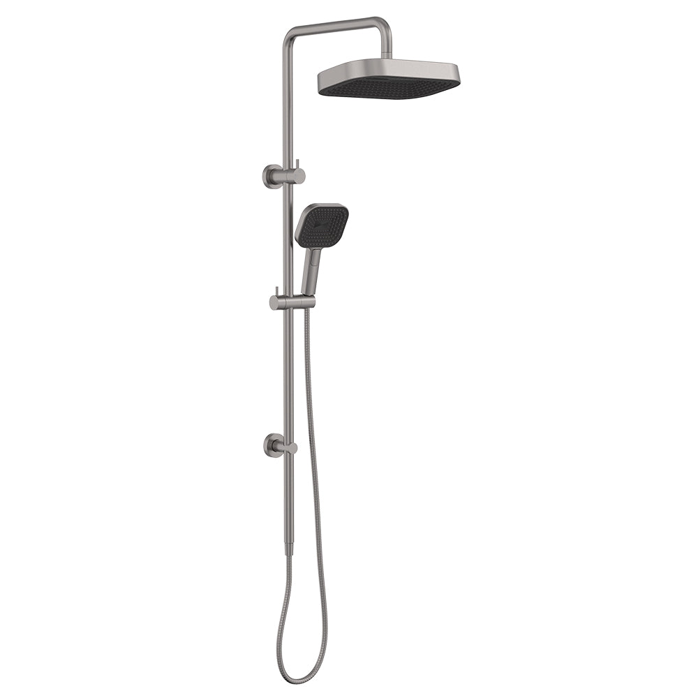 Fienza Kuro Twin Shower, Soft Square Head, Gun Metal