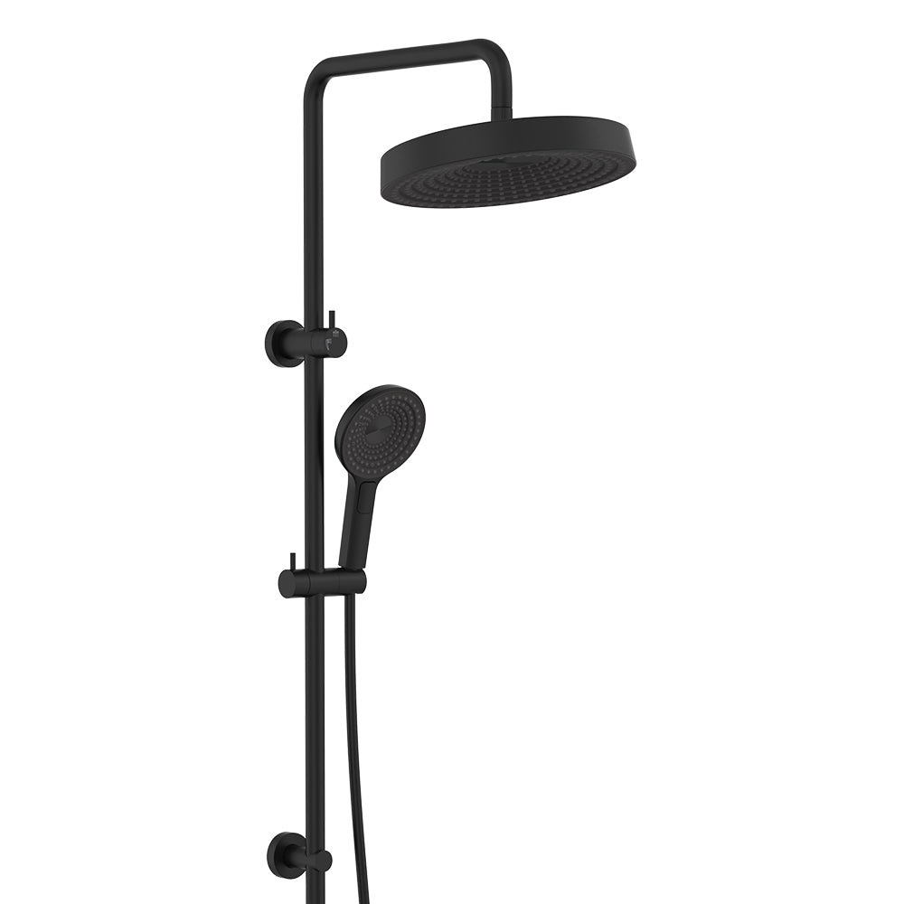 Fienza Kuro Twin Shower, Round Head, Matte Black