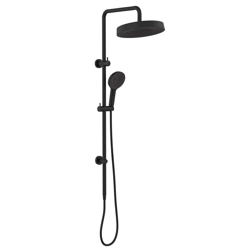 Fienza Kuro Twin Shower, Round Head, Matte Black