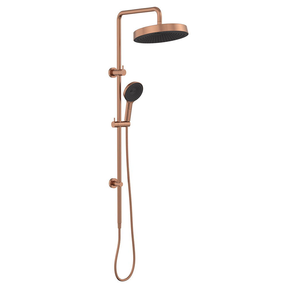 Fienza Kuro Twin Shower, Round Head, Brushed Copper