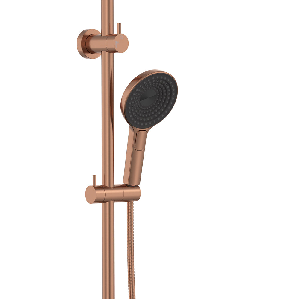 Fienza Kuro Twin Shower, Round Head, Brushed Copper