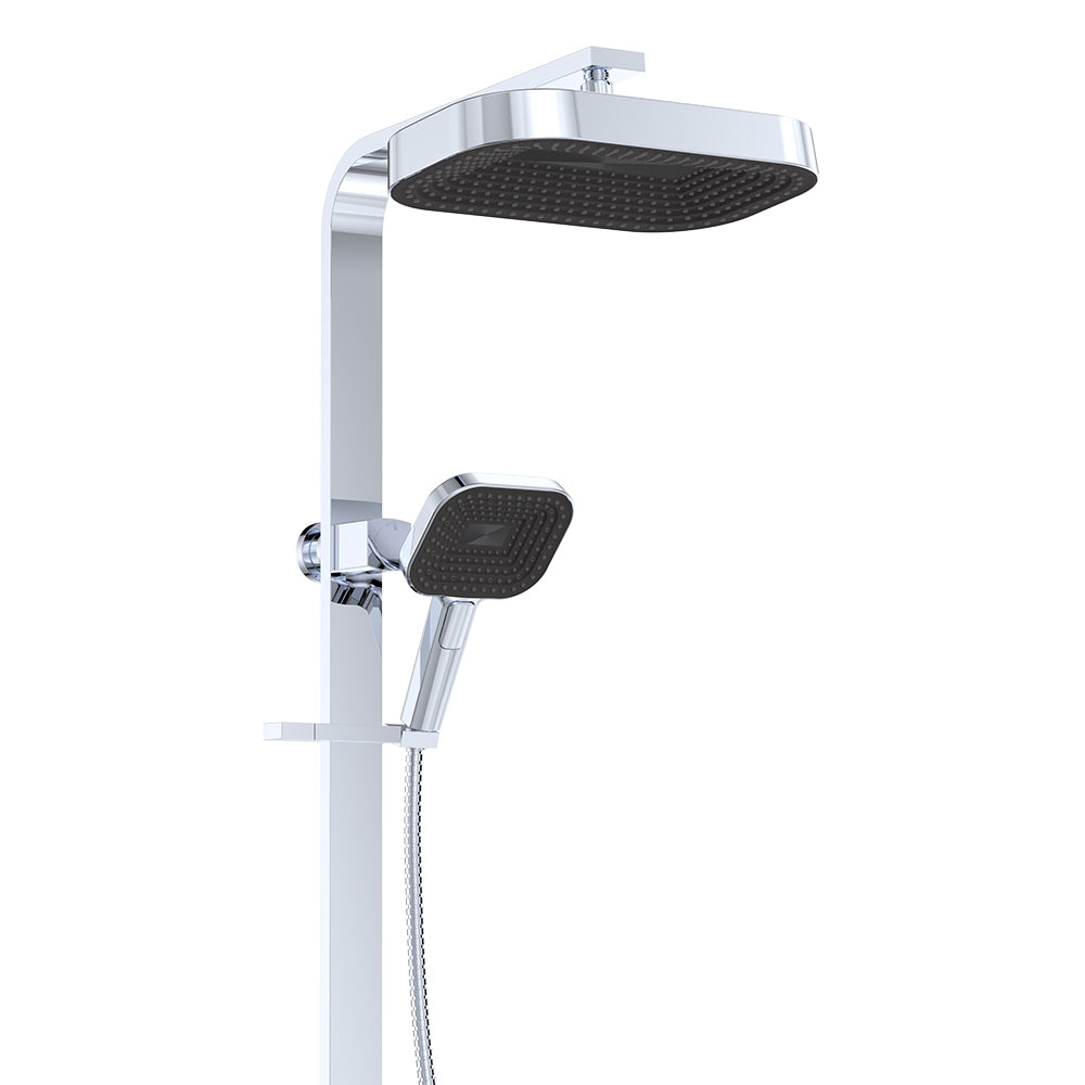 Fienza Kuro Deluxe Twin Shower Soft Square Head, Chrome