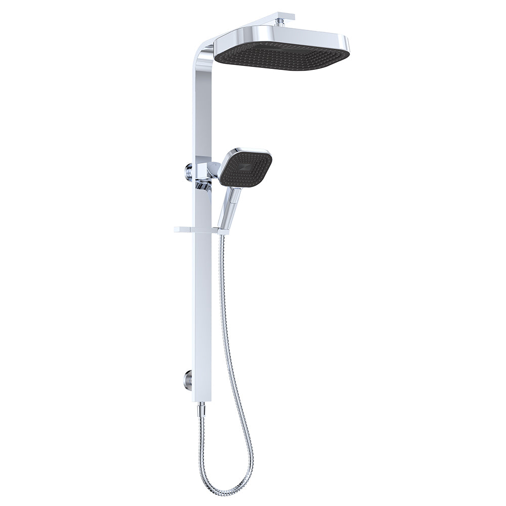 Fienza Kuro Deluxe Twin Shower Soft Square Head, Chrome
