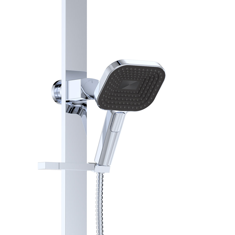 Fienza Kuro Deluxe Twin Shower Soft Square Head, Chrome