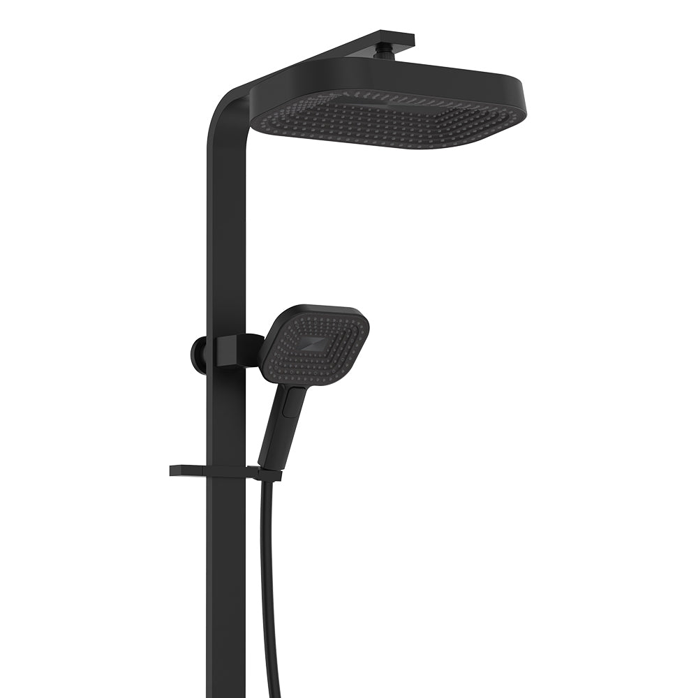 Fienza Kuro Deluxe Twin Shower Soft Square Head, Matte Black