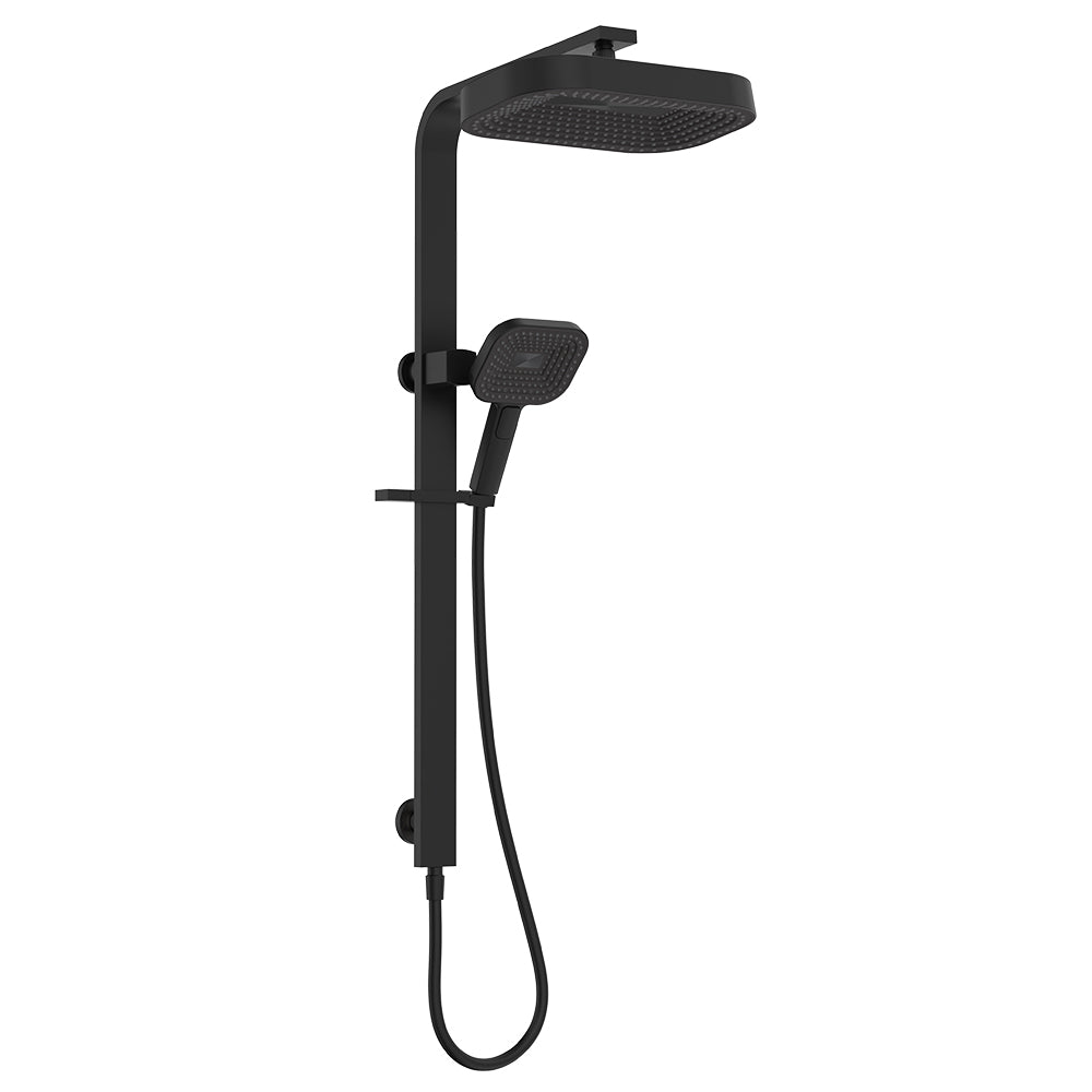 Fienza Kuro Deluxe Twin Shower Soft Square Head, Matte Black