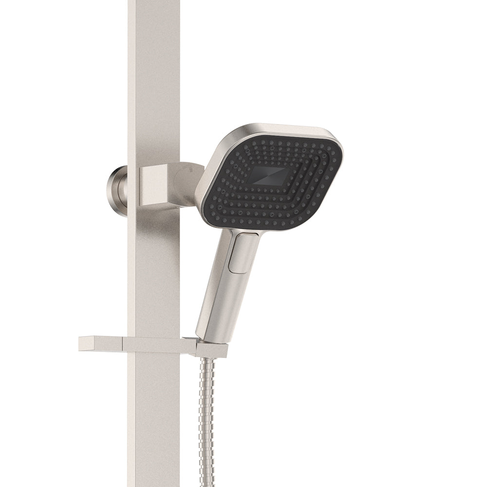 Fienza Kuro Deluxe Twin Shower Soft Square Head, Brushed Nickel