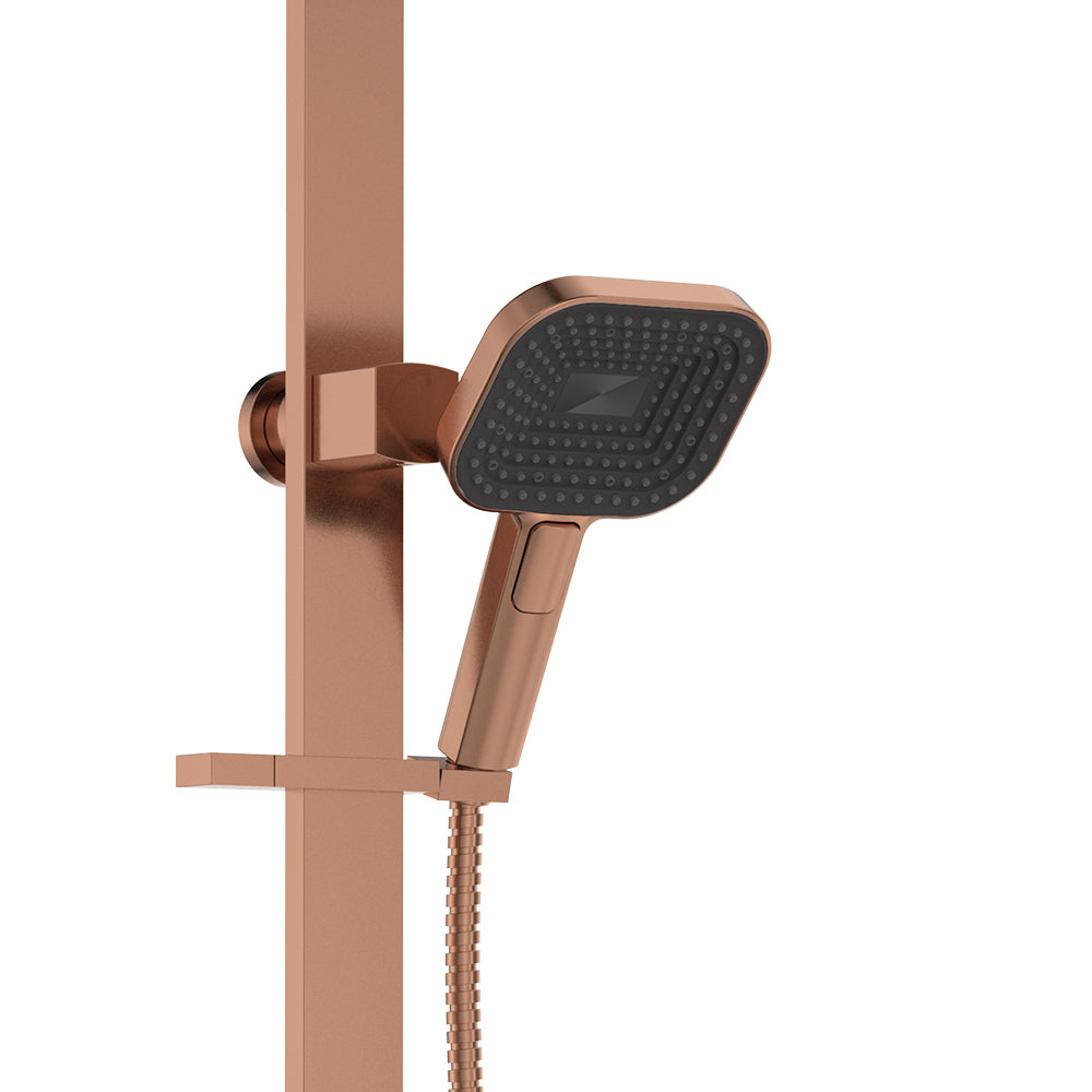 Fienza Kuro Deluxe Twin Shower Soft Square Head, Brushed Copper