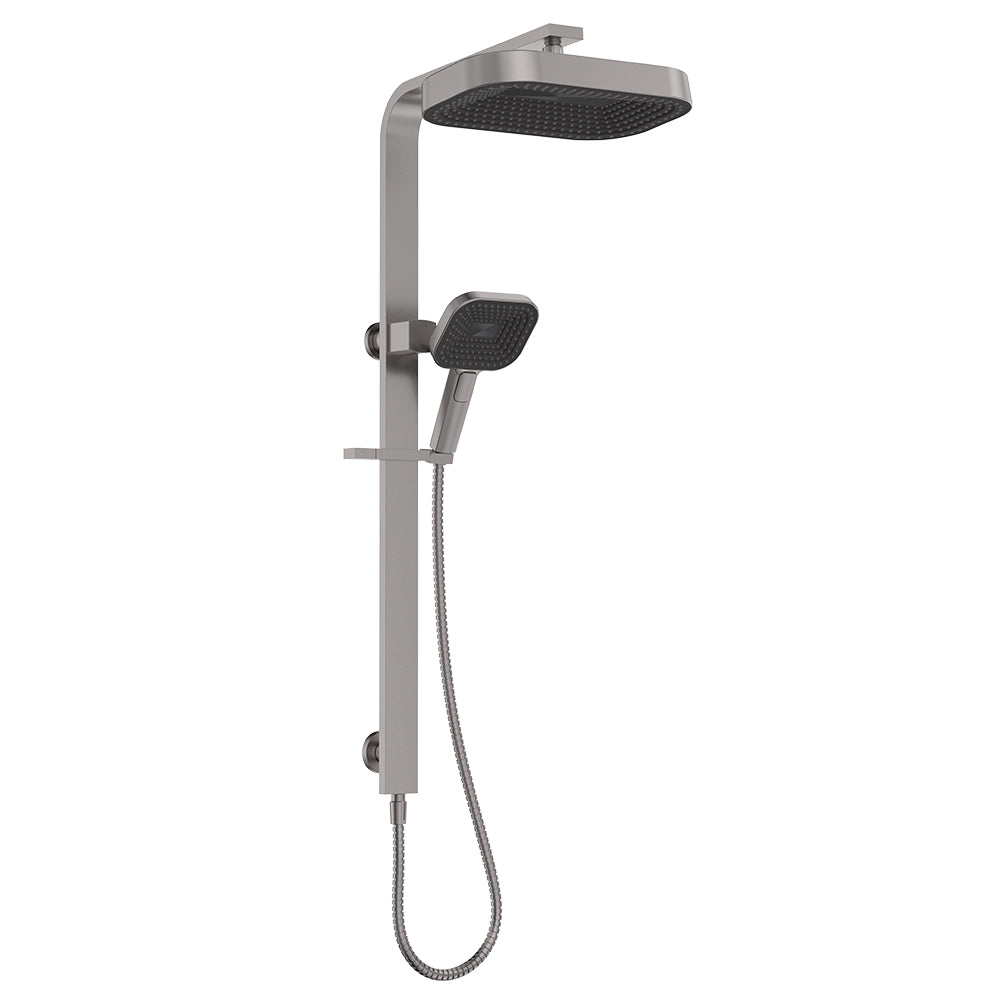 Fienza Kuro Deluxe Twin Shower Soft Square Head, Gun Metal