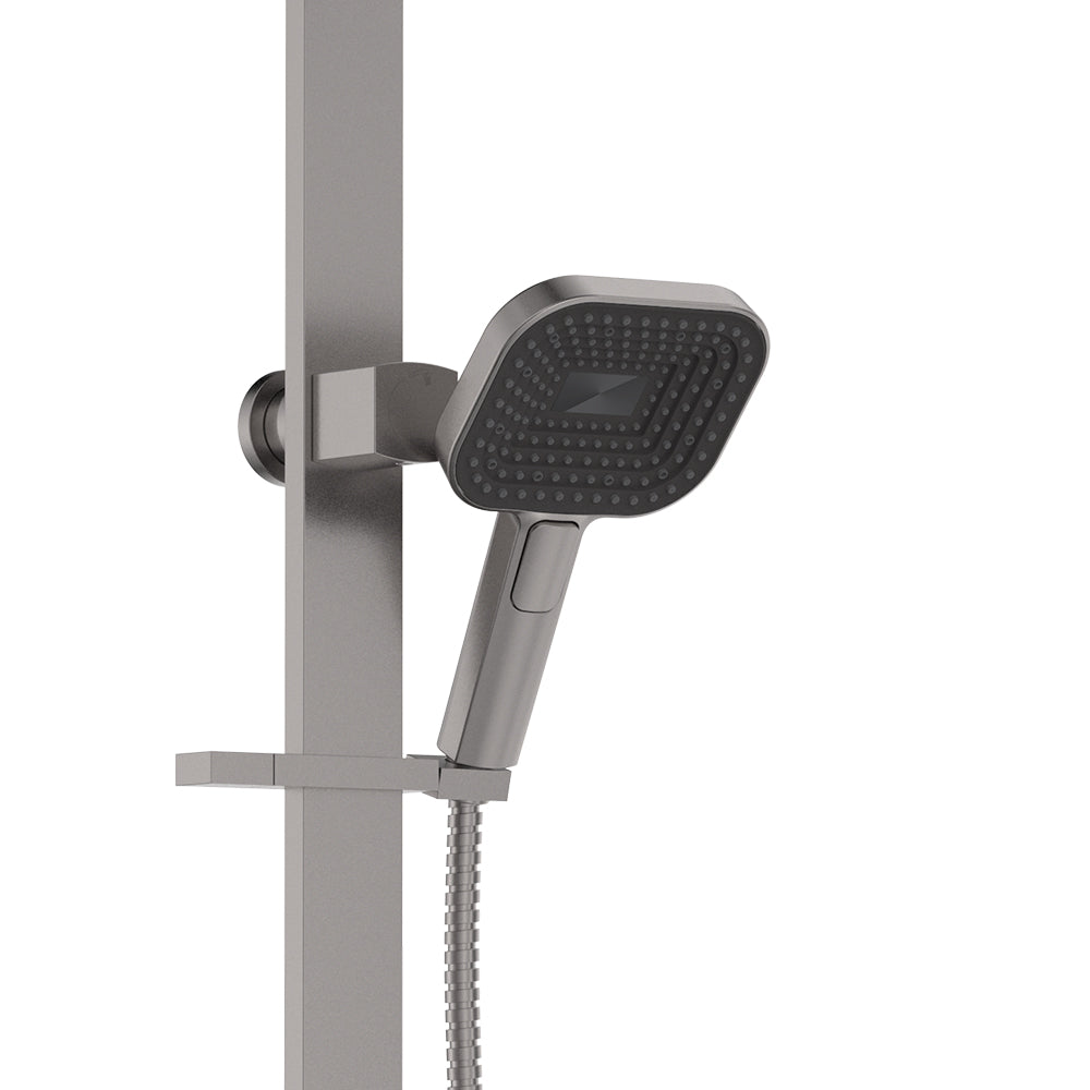 Fienza Kuro Deluxe Twin Shower Soft Square Head, Gun Metal