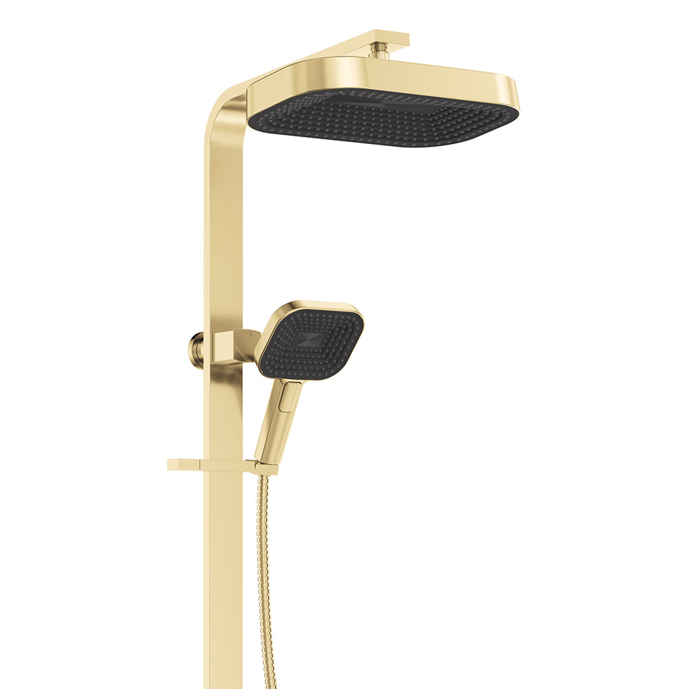 Fienza Kuro Deluxe Twin Shower Soft Square Head, Urban Brass