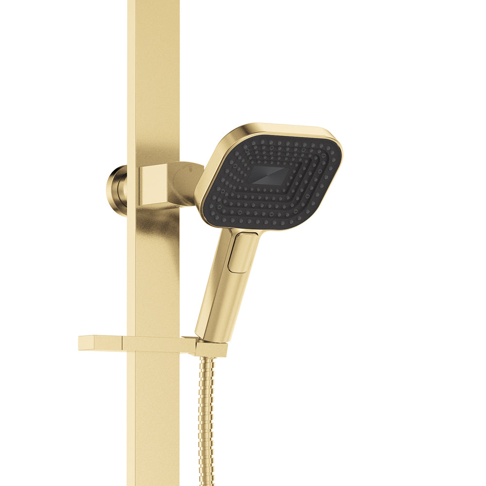 Fienza Kuro Deluxe Twin Shower Soft Square Head, Urban Brass