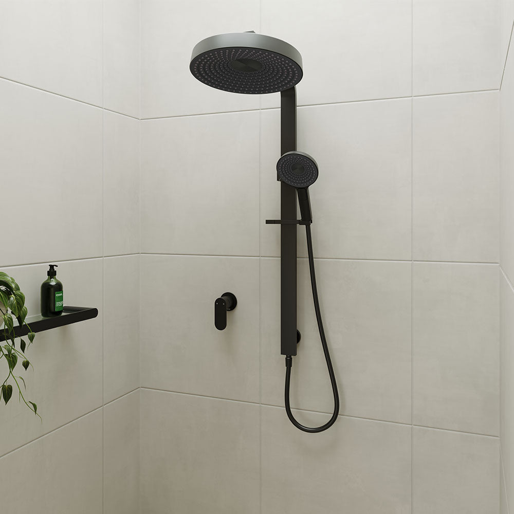 Fienza Kuro Deluxe Twin Shower Round Head, Matte Black