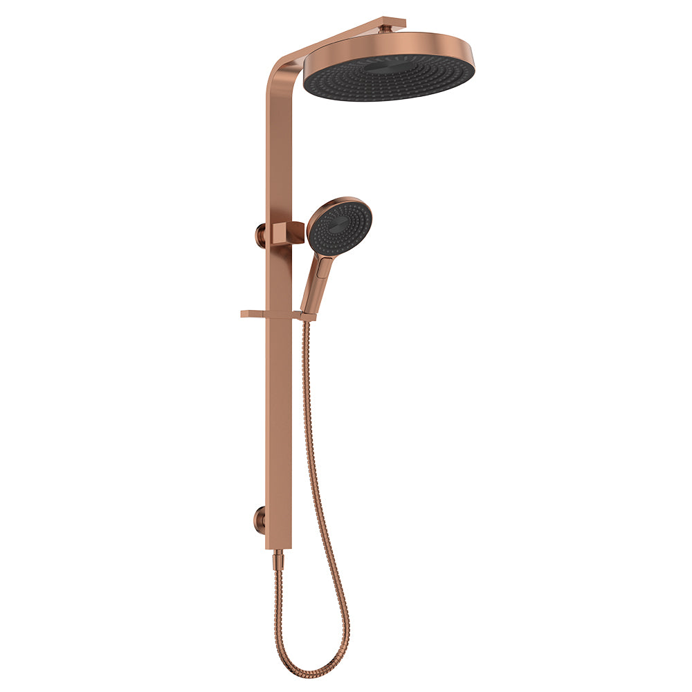 Fienza Kuro Deluxe Twin Shower Round Head, Brushed Copper