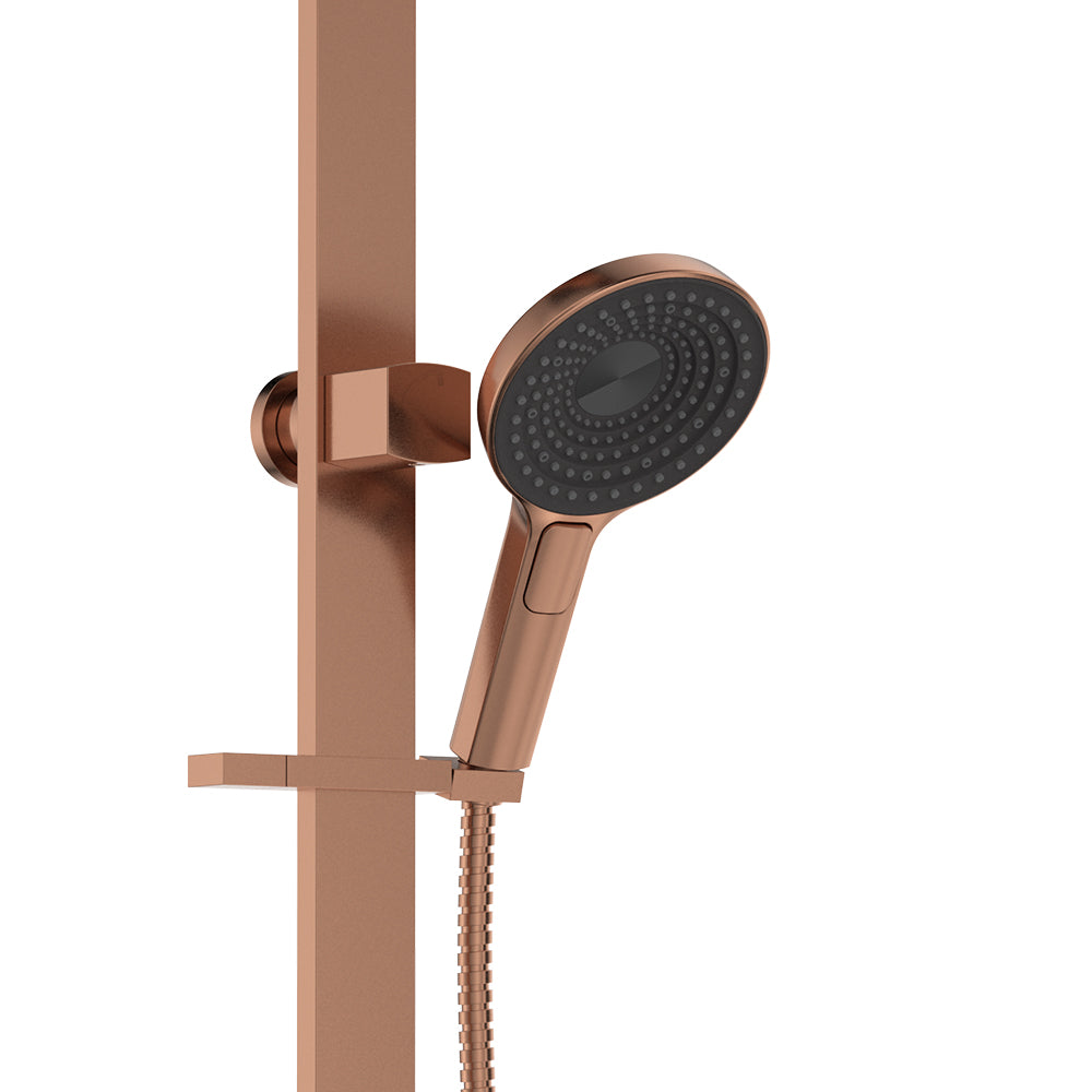 Fienza Kuro Deluxe Twin Shower Round Head, Brushed Copper