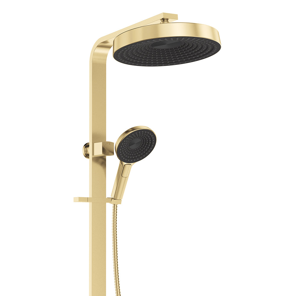 Fienza Kuro Deluxe Twin Shower Round Head, Urban Brass