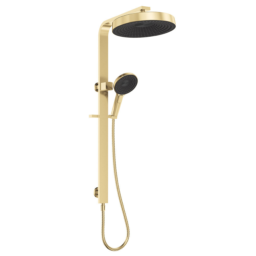 Fienza Kuro Deluxe Twin Shower Round Head, Urban Brass