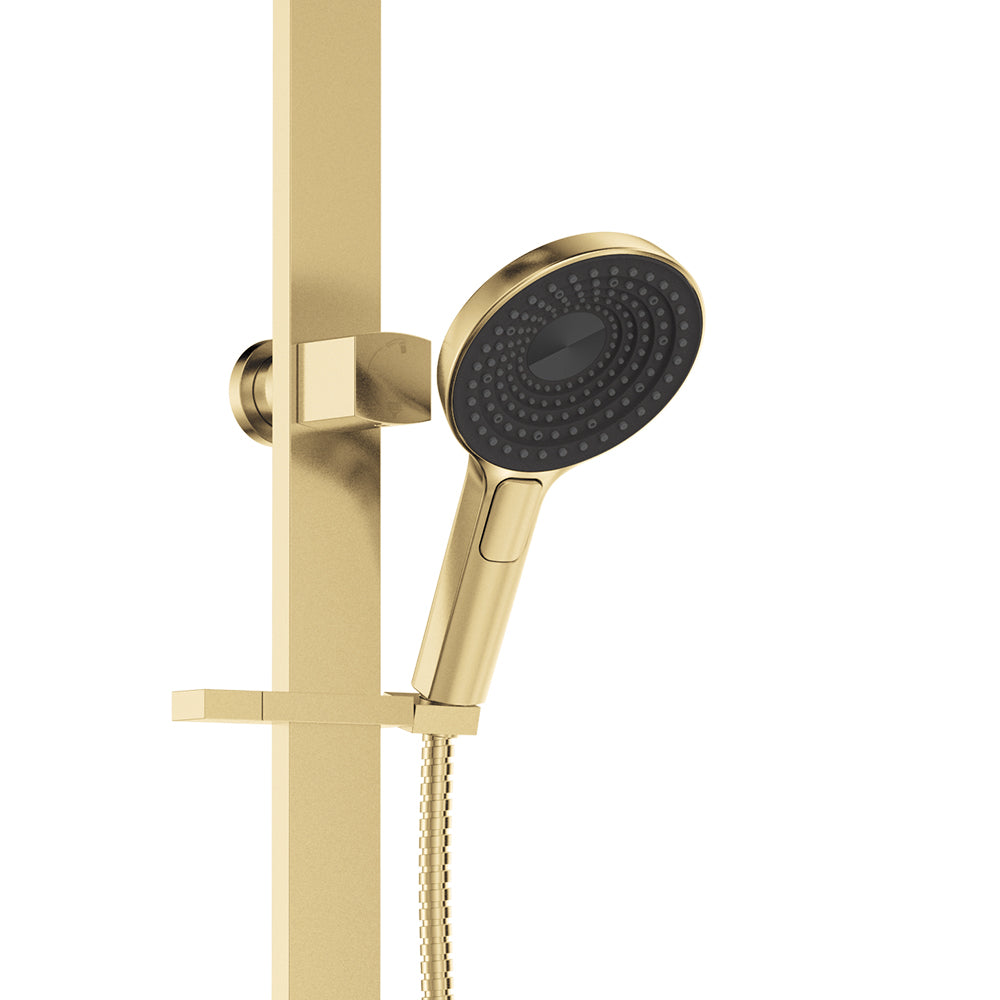 Fienza Kuro Deluxe Twin Shower Round Head, Urban Brass