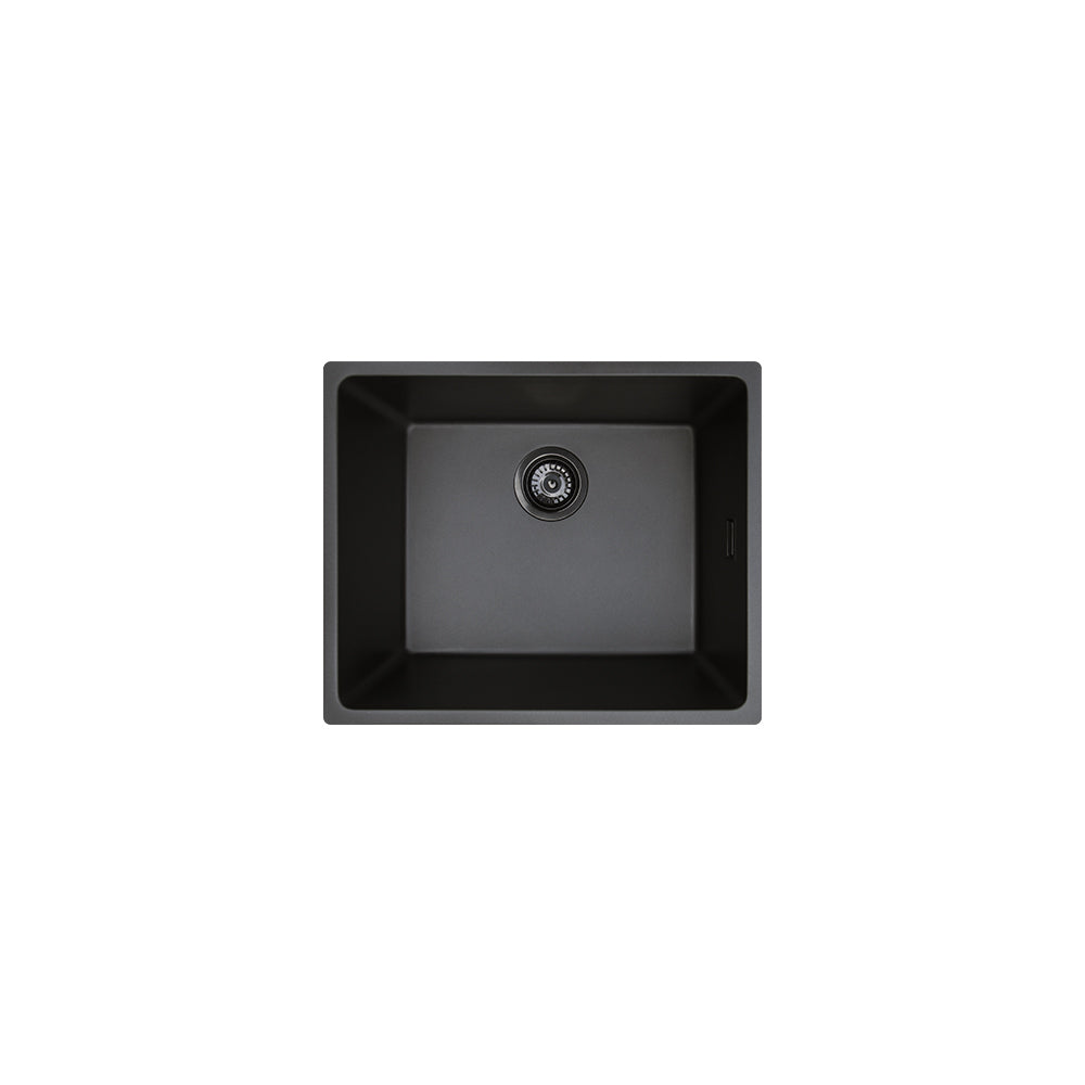 Fienza Kuro Granite 39L Single Bowl Kitchen Sink, Matte Black