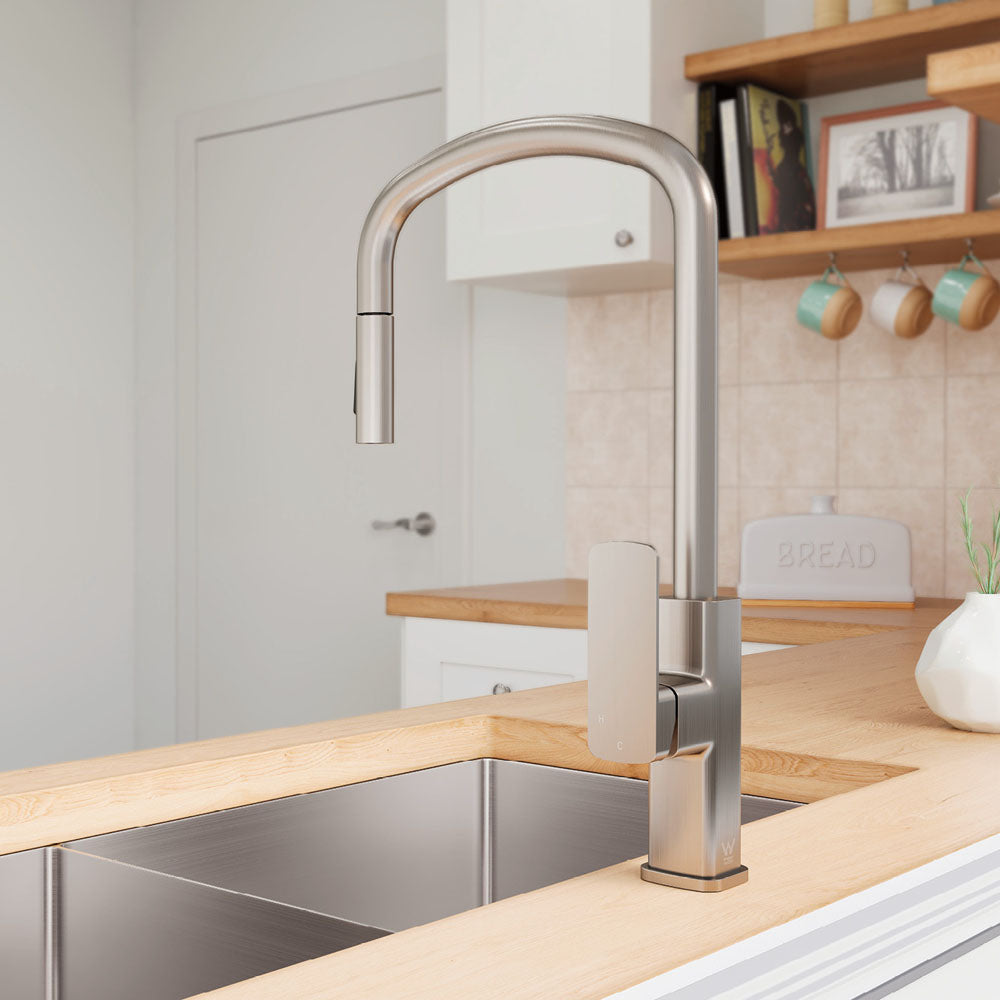 Fienza Tono Pull Out Sink Mixer, Brushed Nickel