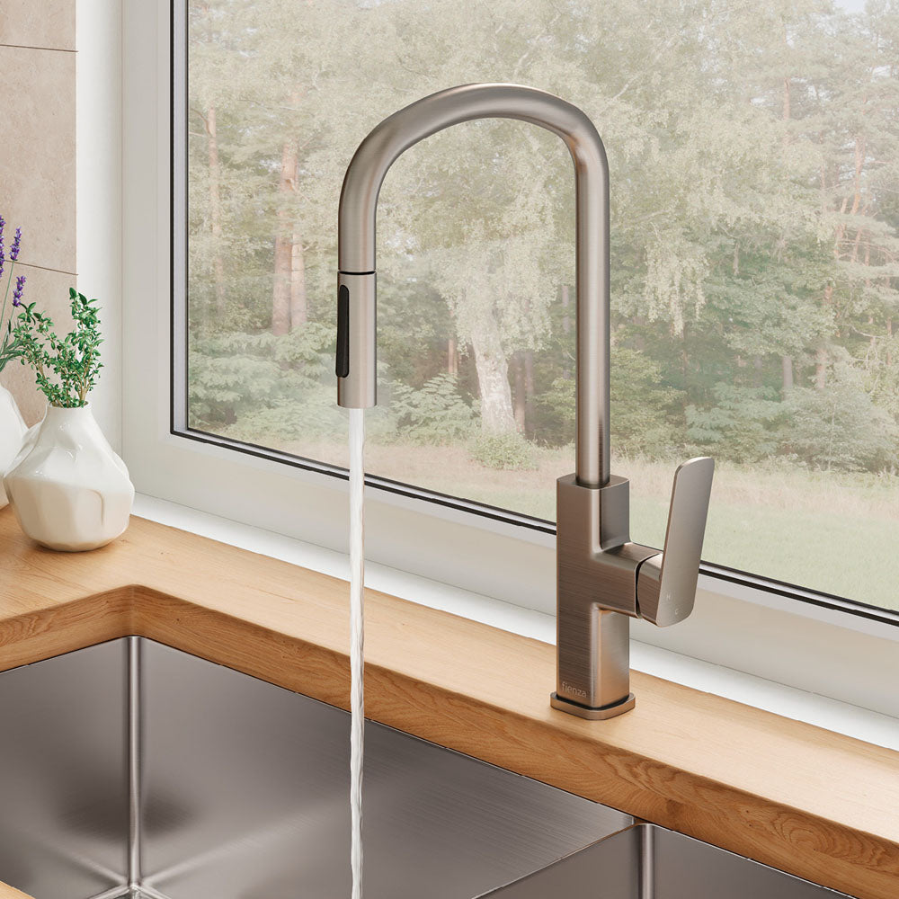 Fienza Tono Pull Out Sink Mixer, Brushed Nickel