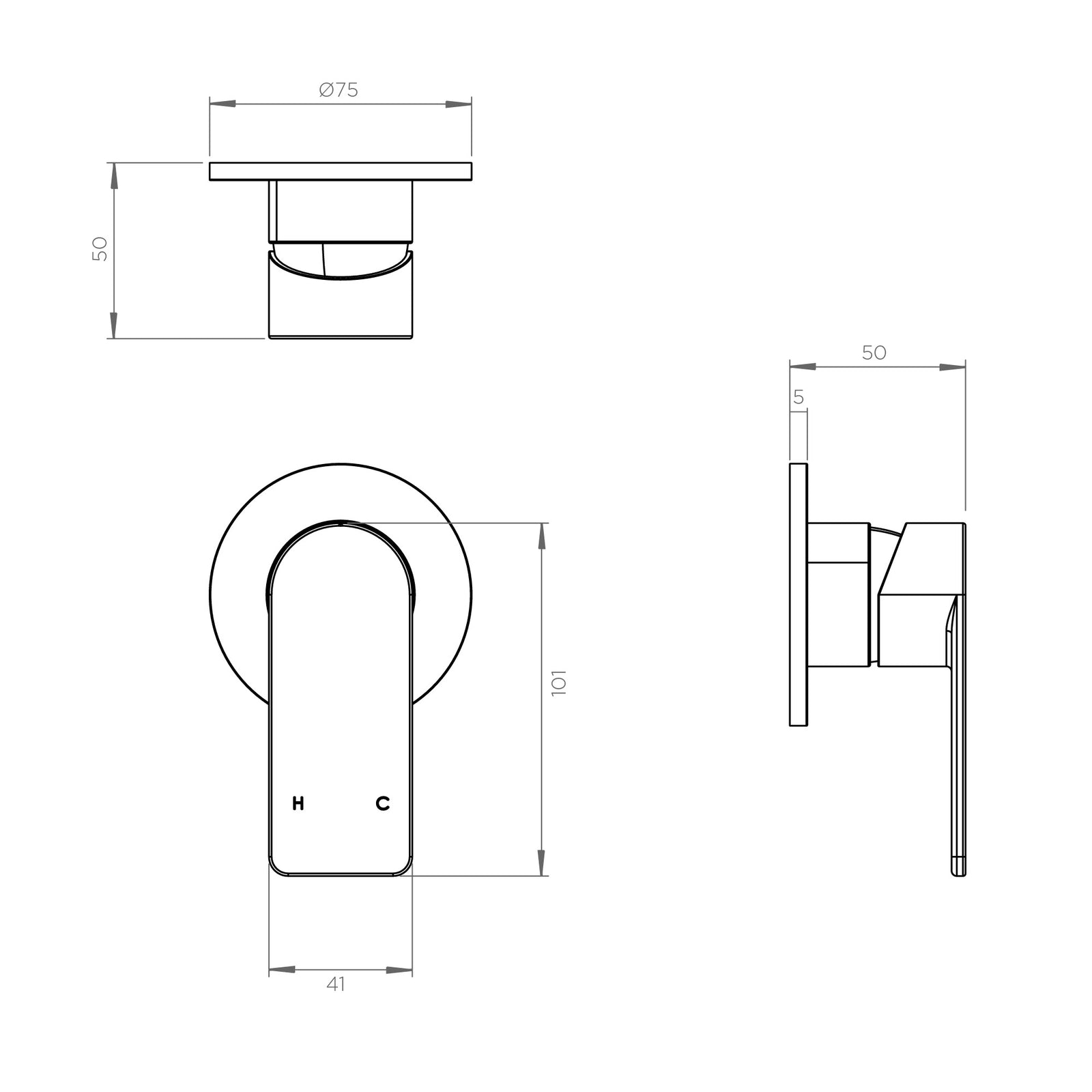 Arcisan Kibo Bath/Shower Mixer - Round Back Plate