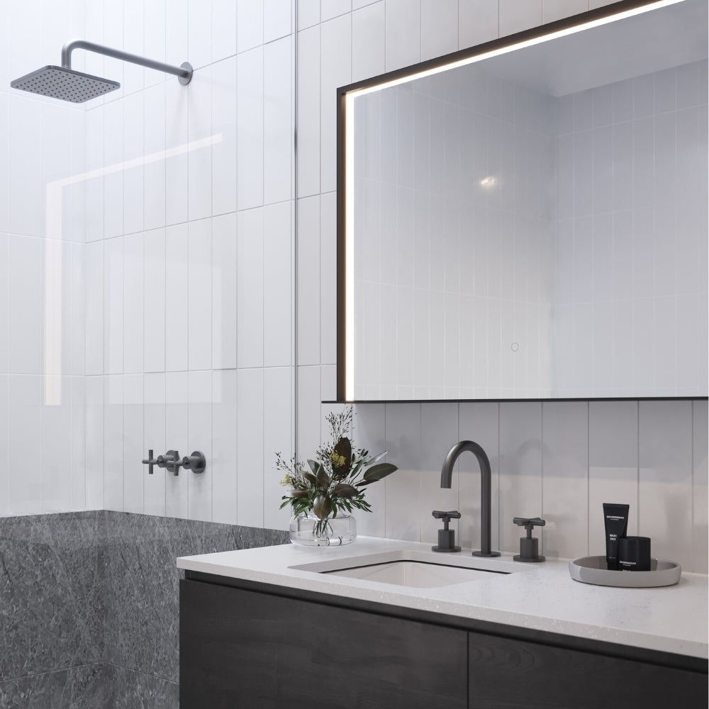 Arcisan Kibo Mirror with Shelf - 900 x 700 - Matte Black Frame