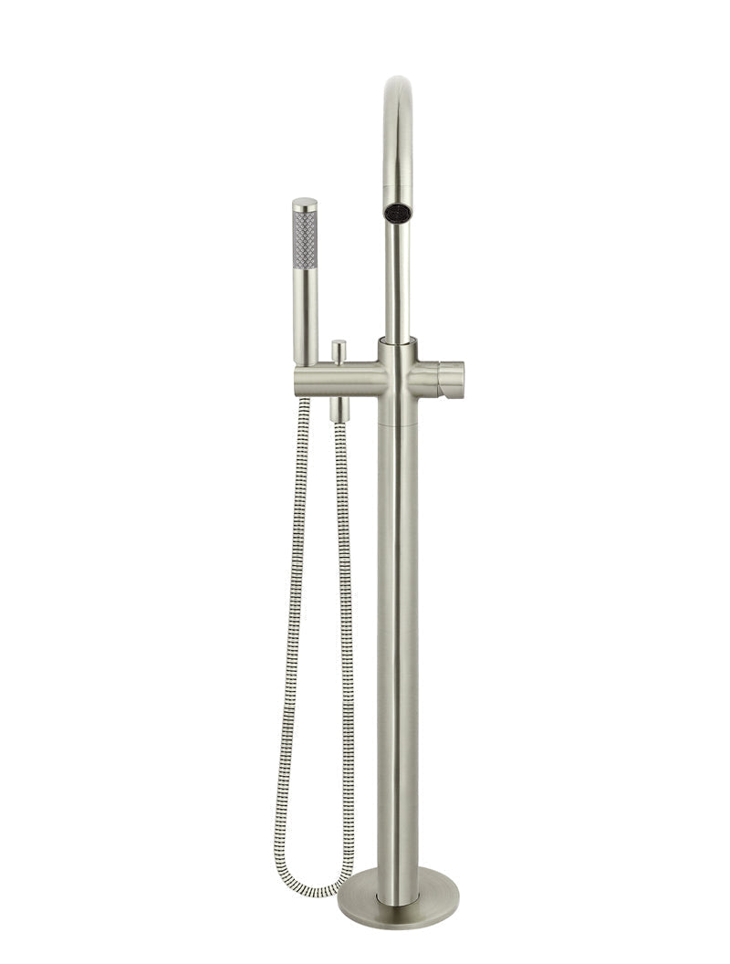 Meir Round Pinless Freestanding Bath Spout and Hand Shower