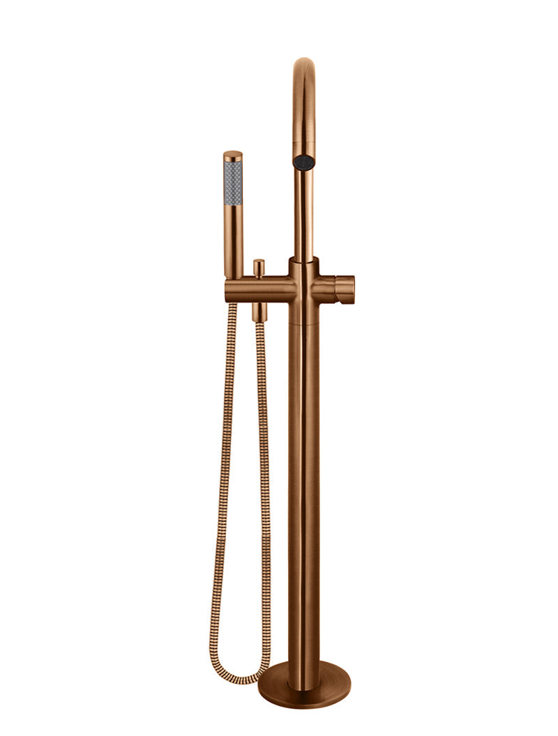 Meir Round Pinless Freestanding Bath Spout and Hand Shower
