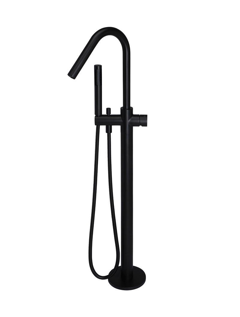 Meir Round Pinless Freestanding Bath Spout and Hand Shower