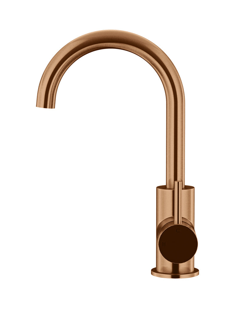 Meir Round Gooseneck Basin Mixer with Cold Start