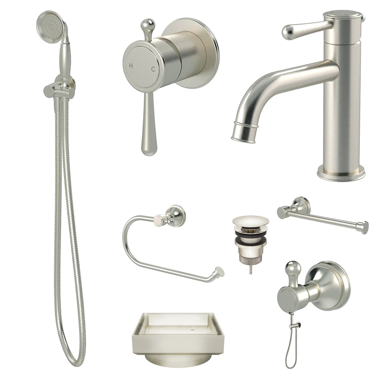 Meir Harrington 10-Piece Bathroom Package - Brushed Nickel