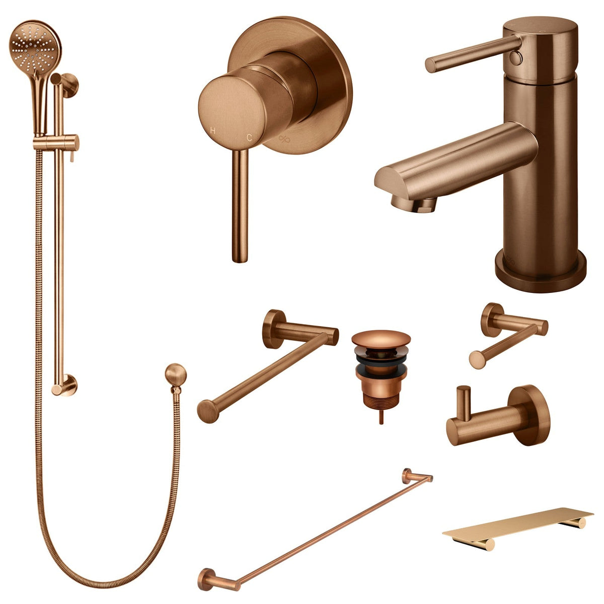 Meir Round 10-Piece Bathroom Package - Lustre Bronze: every piece in the package