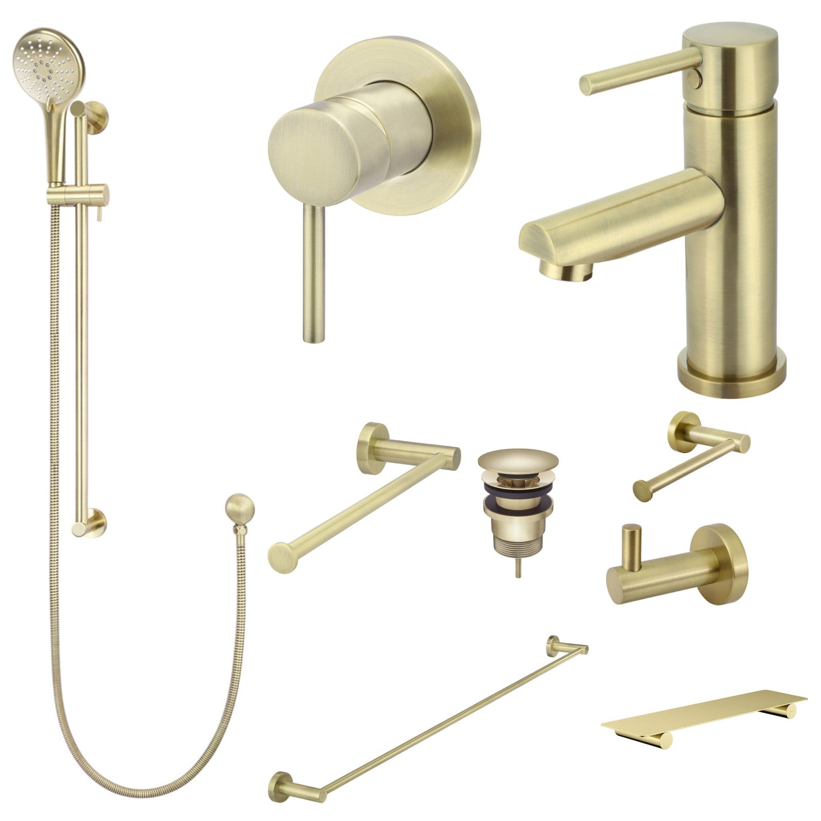 Meir Round 10-Piece Bathroom Package - Tiger Bronze: every piece in the package