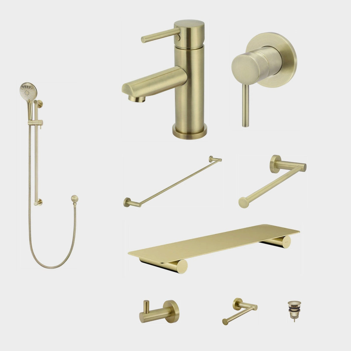 Meir Round 10-Piece Bathroom Package - Tiger Bronze: every piece in the package