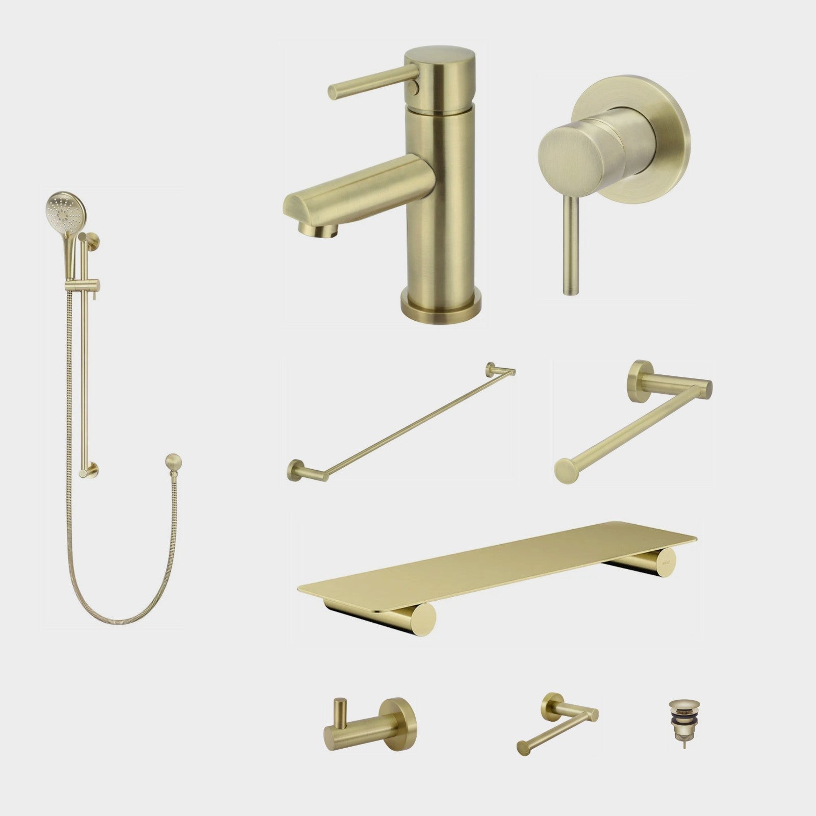 Meir Round 10-Piece Bathroom Package - Tiger Bronze: every piece in the package