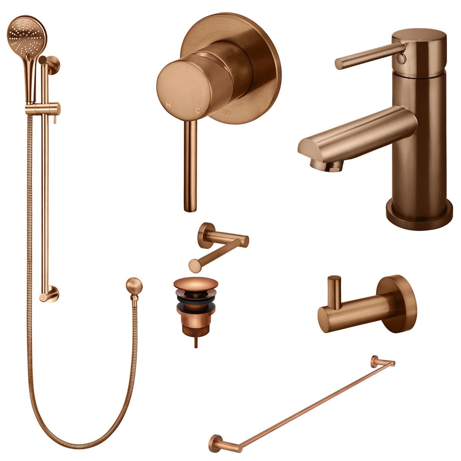 Meir Round 8-Piece Bathroom Package - Lustre Bronze: every piece in the package