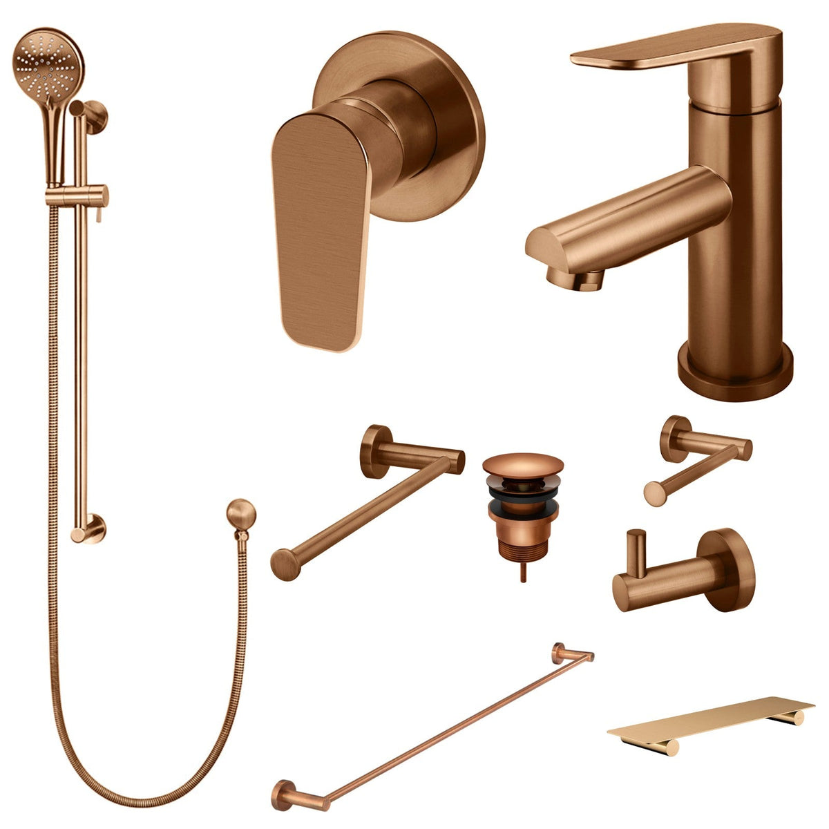 Meir Round Paddle 10-Piece Bathroom Package - Lustre Bronze: every piece in the package