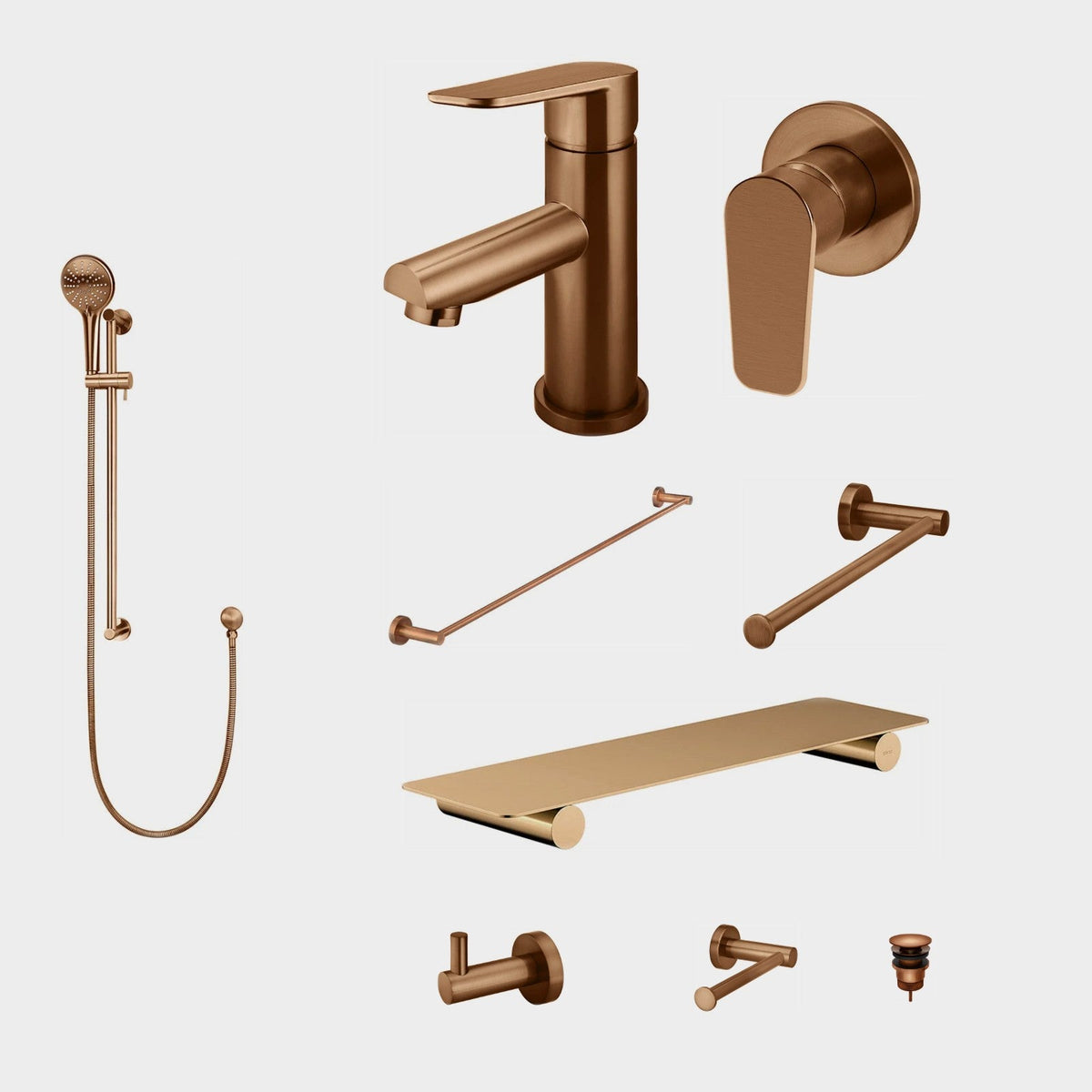 Meir Round Paddle 10-Piece Bathroom Package - Lustre Bronze: every piece in the package