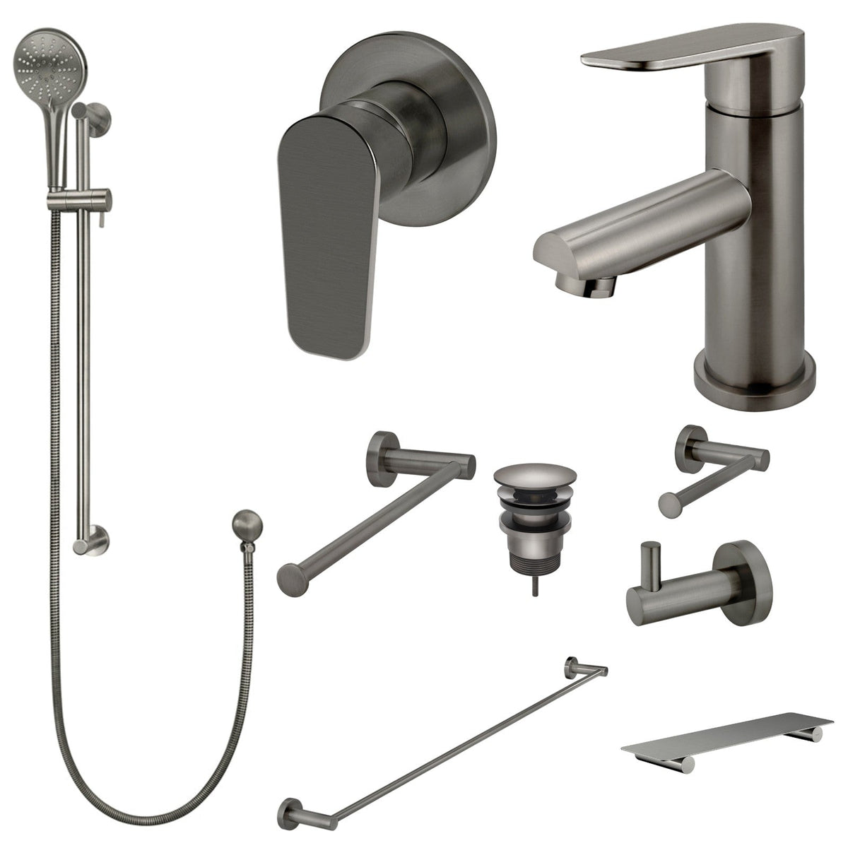 Meir Round Paddle 10-Piece Bathroom Package - Shadow: every piece in the package